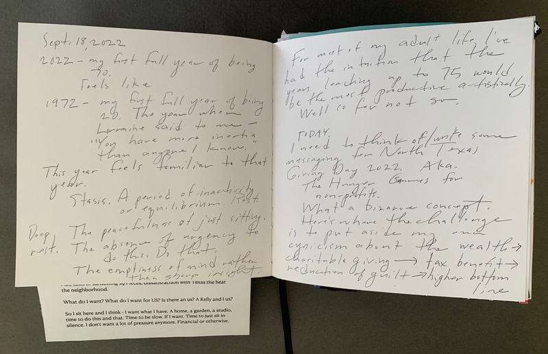 A handwritten journal entry dated September 18, 2022, reflecting on the author's 30th birthday and thoughts on aging and productivity.