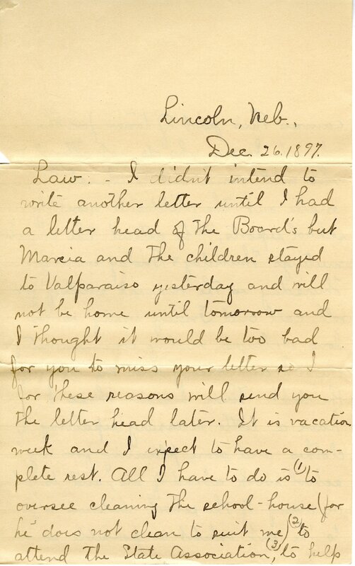 Handwritten 3 page letter from unkown to Lawrence Bruner, "I didn't intend to write another letter until I had…"