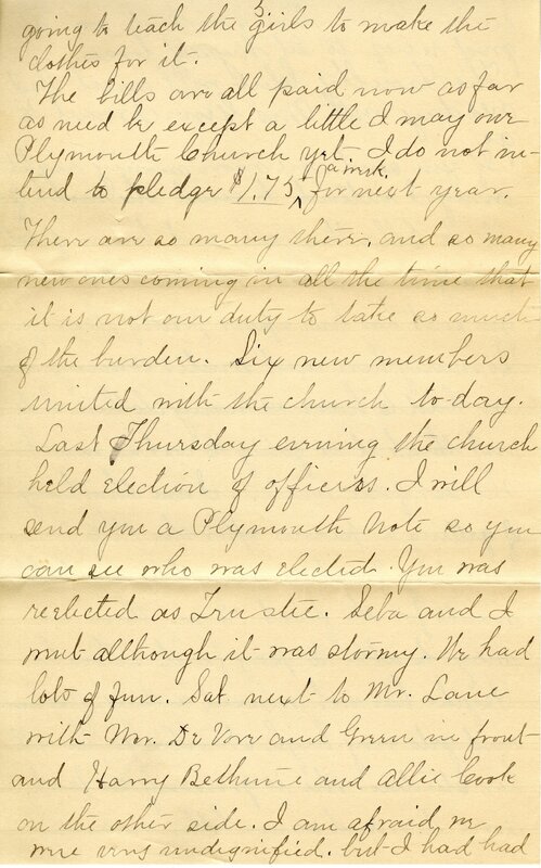 Handwritten 8 page letter from Marcia Bruner to Lawrence Bruner, "This last week has been full of events…"