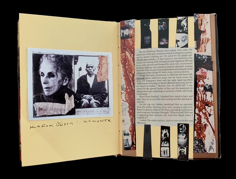 A page from a scrapbook or journal featuring a photograph, handwritten notes, and artistic elements.