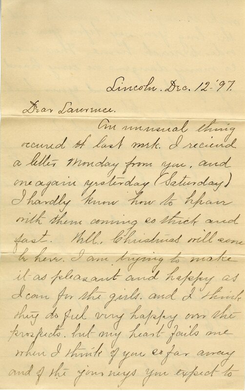 Handwritten 6 page letter from Marcia Bruner to Lawrence Bruner, "I feel more like taking a nap than writing a letter…"