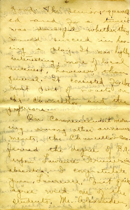 Handwritten 18 page letter from Amy Bruner to Lawrence Bruner, "Did you think I was never going to write…"