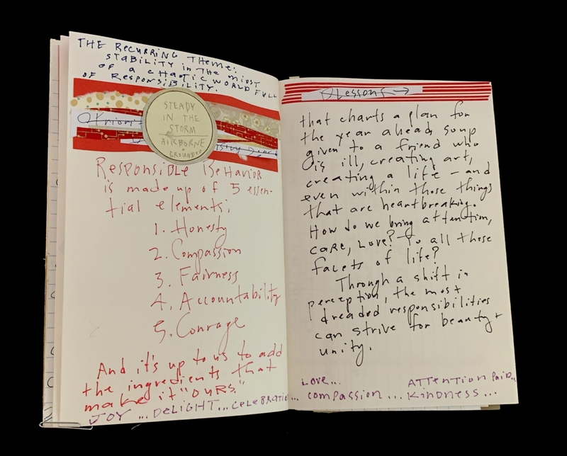 Two pages of a notebook with handwritten notes on responsibilities and life lessons.