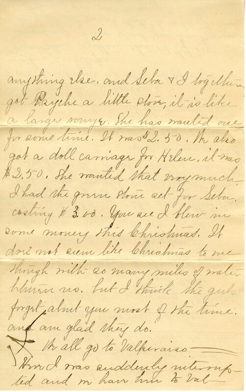Handwritten 6 page letter from Marcia Bruner to Lawrence Bruner, "I will scratch you a few lines tonight for…"