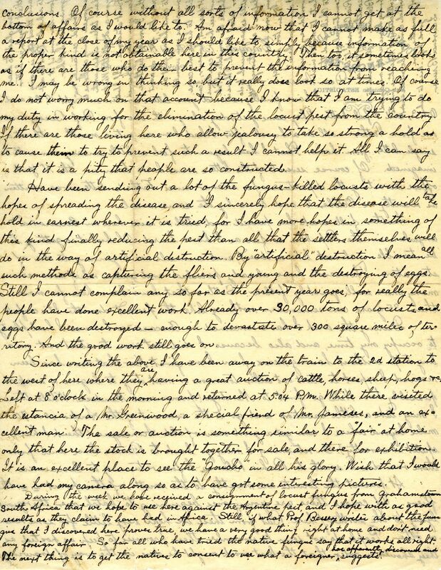 Handwritten 2 page letter from Lawrence Bruner to Marcia Bruner, "I have finally received your letters written on Sept 19..."