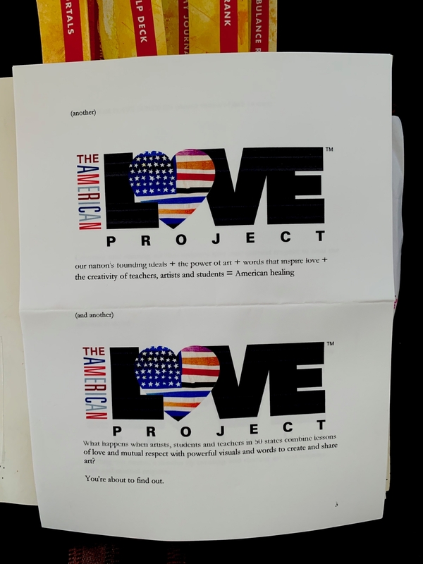 A journal page featuring the American Love Project logo and text with the heart-shaped "O" in the word "LOVE."