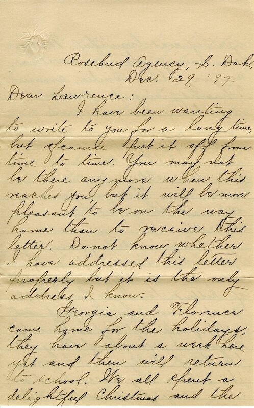 Handwritten 8 page letter from Ella Bruner to Lawrence Bruner, "I have been wanting to write to you for a long time…"