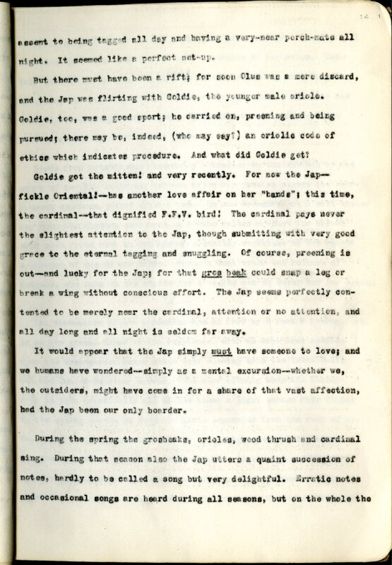 Frank H. Shoemaker typescript, 23 pages, on the bird-room in Omaha home