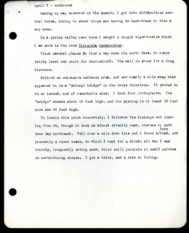 Frank H. Shoemaker typescript, 9 pages, on Wildcat Range and owls, fossils, and lantern slides.