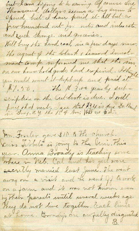 Handwritten 6 page letter from Marcia Bruner to Lawrence Bruner, "It is again Sunday and I thought I would write to you…"