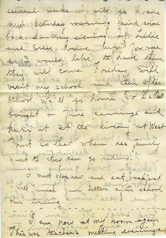 Handwritten 10 page letter from Amy Bruner to Lawrence Bruner, "You see by the heading that I am at Wisner…"