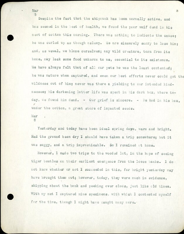 Frank H. Shoemaker typescript, 32 pages, detailing bird sightings, field trips, photography, and associated activities in Omaha, Nebraska.