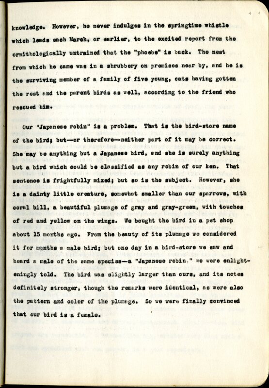 Frank H. Shoemaker typescript, 23 pages, on the bird-room in Omaha home