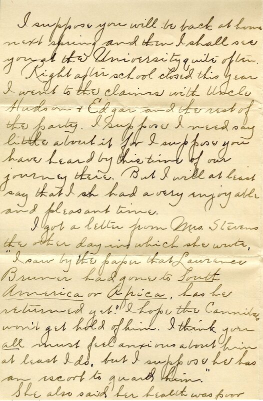 Handwritten 5 page letter from B. King to Lawrence Bruner, "It seems so strange to be writing a letter to you…"