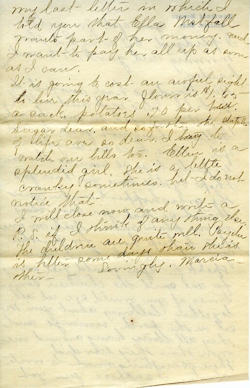Handwritten 4 page letter from Marcia Bruner to Lawrence Bruner, "It has been another distressingly hot week and everyone…"