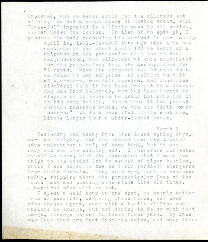 Frank H. Shoemaker typescript, 20 pages, detailing bird sightings, field trips, photography, and associated activities in Omaha, Nebraska.