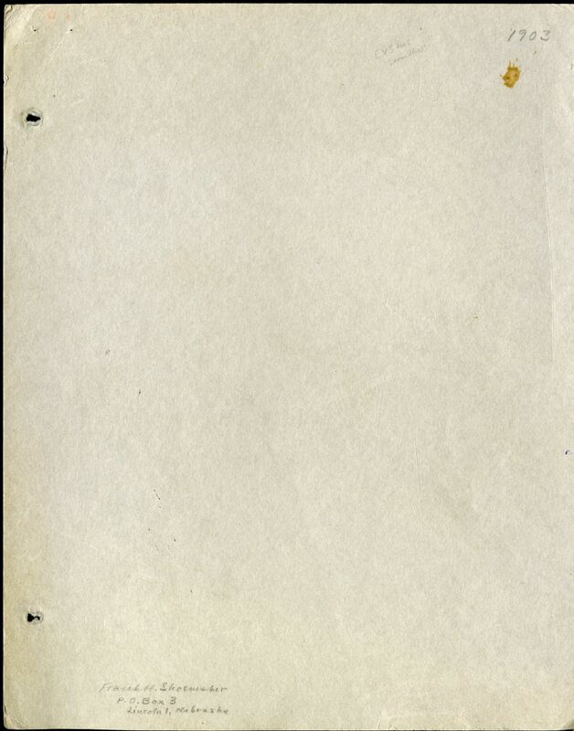 Frank H. Shoemaker typescript, 32 pages, detailing bird sightings, field trips, photography, and associated activities in Omaha, Nebraska.