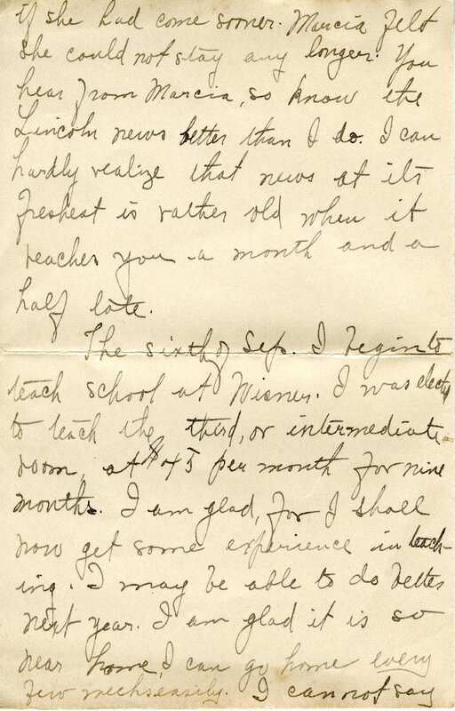 Handwritten 8 page letter from Amy Bruner to Lawrence Bruner, "Although you are so far away when I write…"
