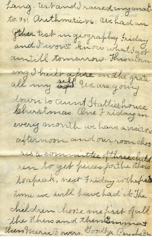 Handwritten 2 page letter from Psyche Bruner to Lawrence Bruner, "There has been a skunk in the barn…"