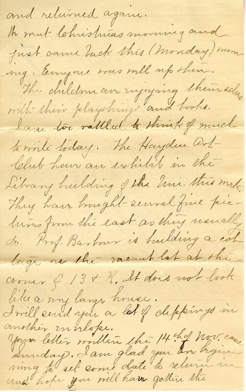 Handwritten 6 page letter from Marcia Bruner to Lawrence Bruner, "I will scratch you a few lines tonight for…"