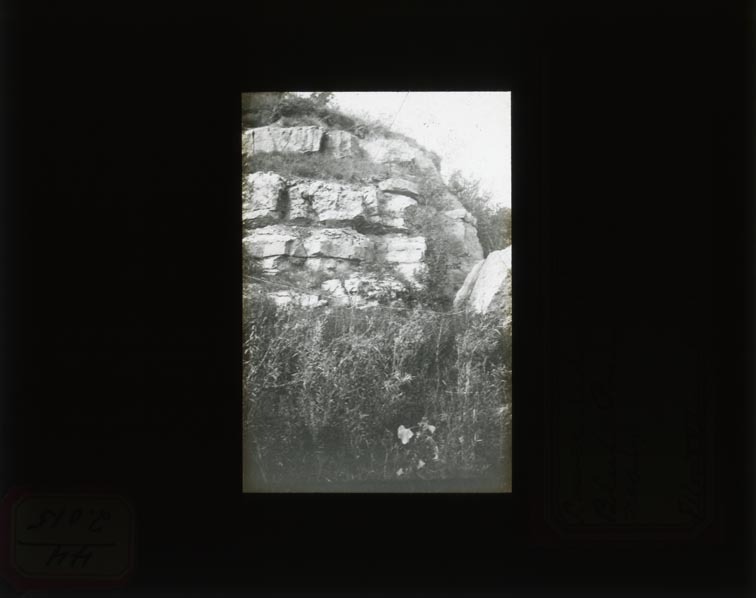 Original caption: Lower ledge of l.s. at Rock Bluff Point, so. of Plattsmouth, Nebr. Film XVII 6. 10-13-'11 NAB. Cass County. (121111-00228)
