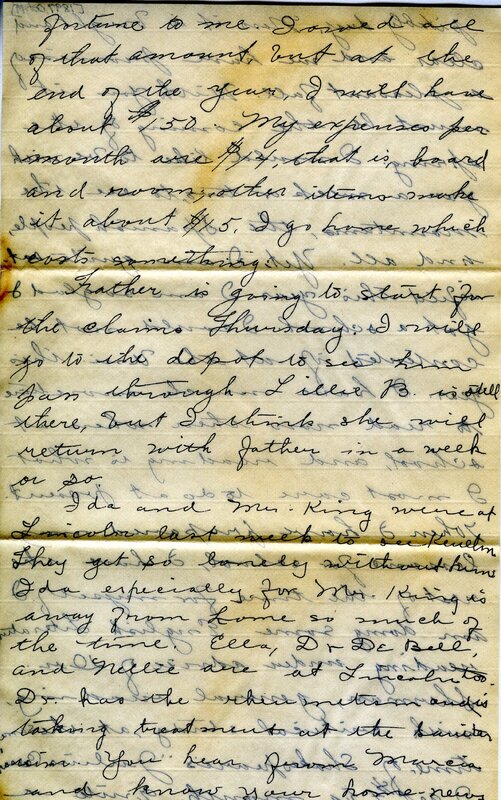 Handwritten 6 page letter from Amy Bruner to Lawrence Bruner, "I feel like writing to you this evening…"