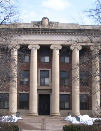 West entry and facade.