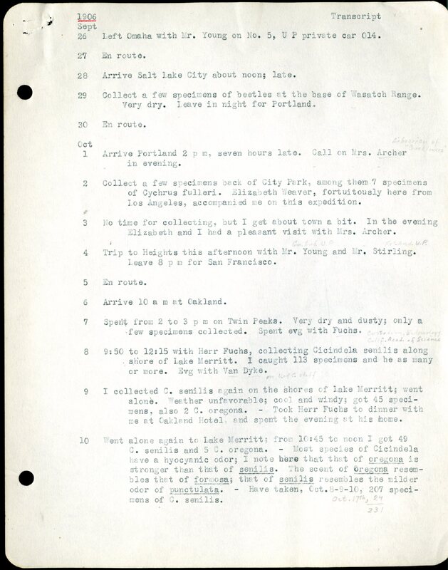 Frank H. Shoemaker typescript, 2 pages, on collecting trips in Califorina and Arizona.