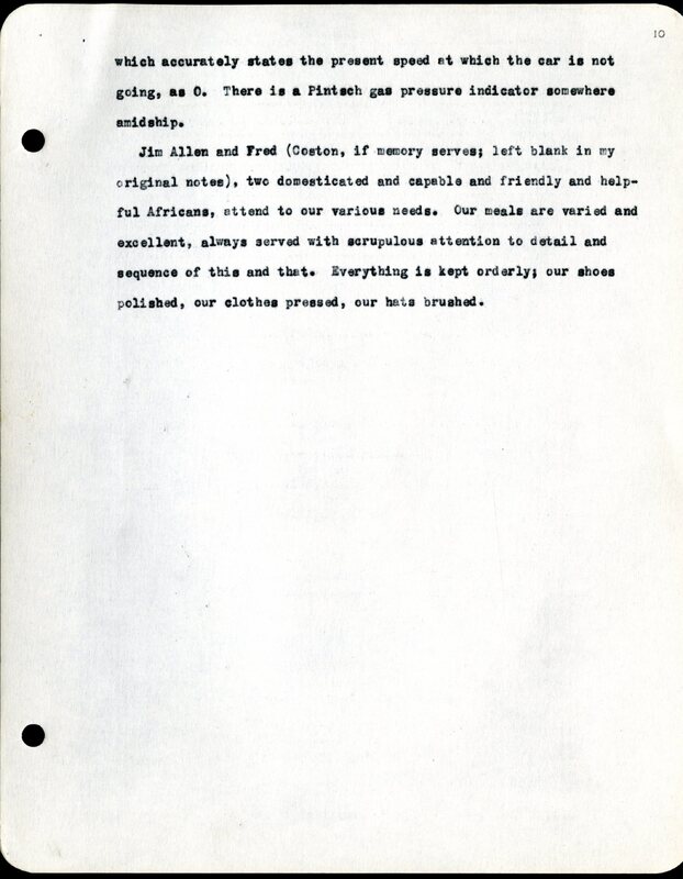 Frank H. Shoemaker typescript, 19 pages, noted on front page as "Have selected from my pocket day-dooks items pertaining to my leisure activities while on trips as private secretary to General Auditor of U.P.-S.P. and affiliates."