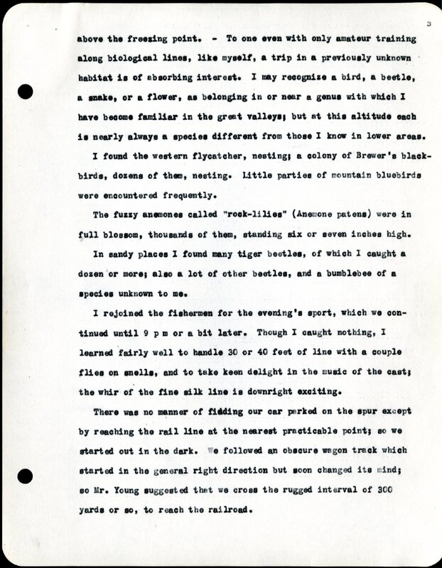 Frank H. Shoemaker typescript, 19 pages, noted on front page as "Have selected from my pocket day-dooks items pertaining to my leisure activities while on trips as private secretary to General Auditor of U.P.-S.P. and affiliates."
