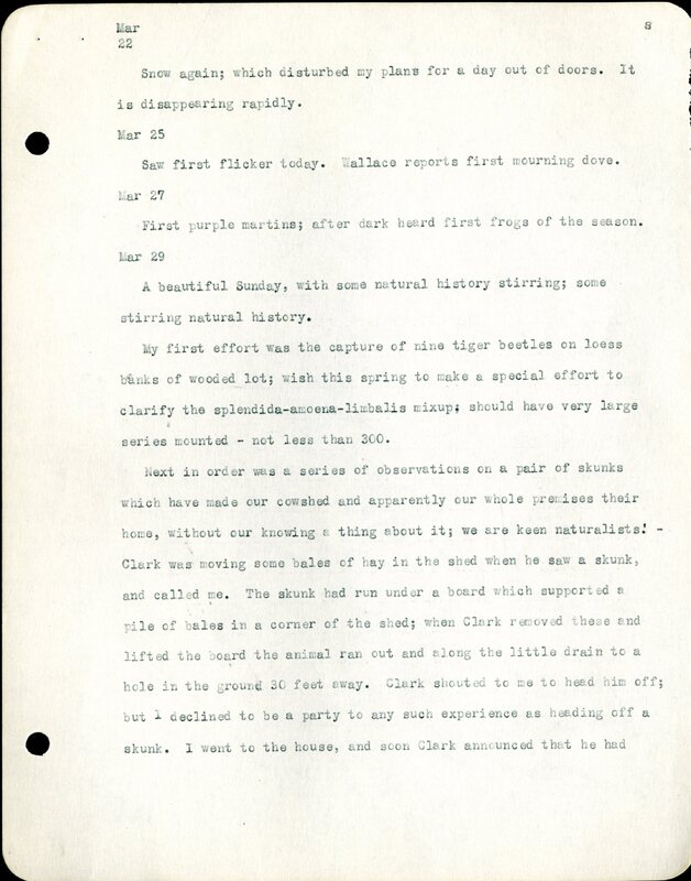 Frank H. Shoemaker typescript, 32 pages, detailing bird sightings, field trips, photography, and associated activities in Omaha, Nebraska.