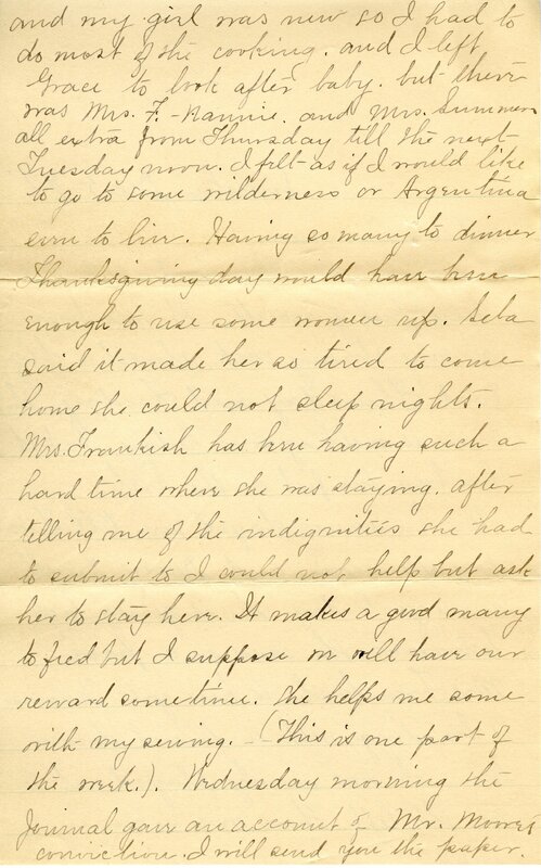 Handwritten 8 page letter from Marcia Bruner to Lawrence Bruner, "This last week has been full of events…"