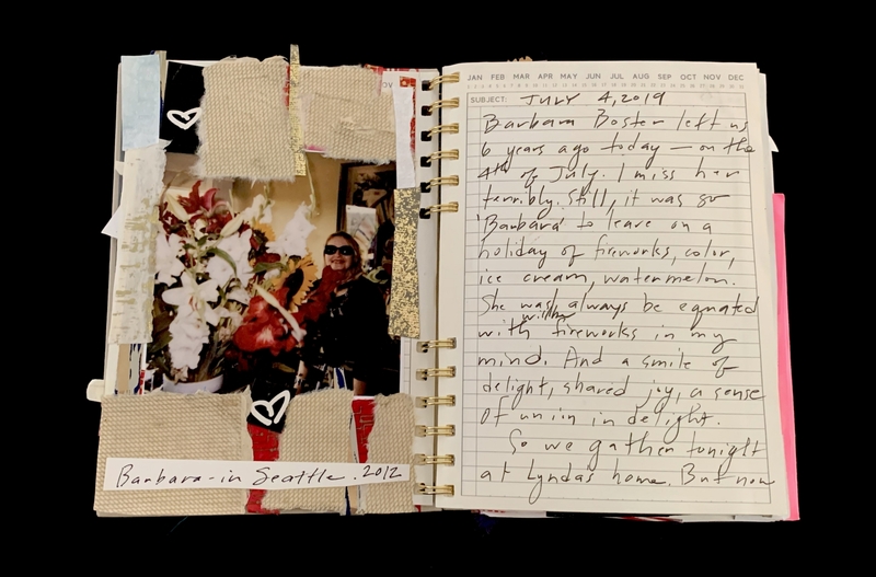 A journal entry with a photograph and handwritten notes, commemorating the anniversary of a loved one's passing.
