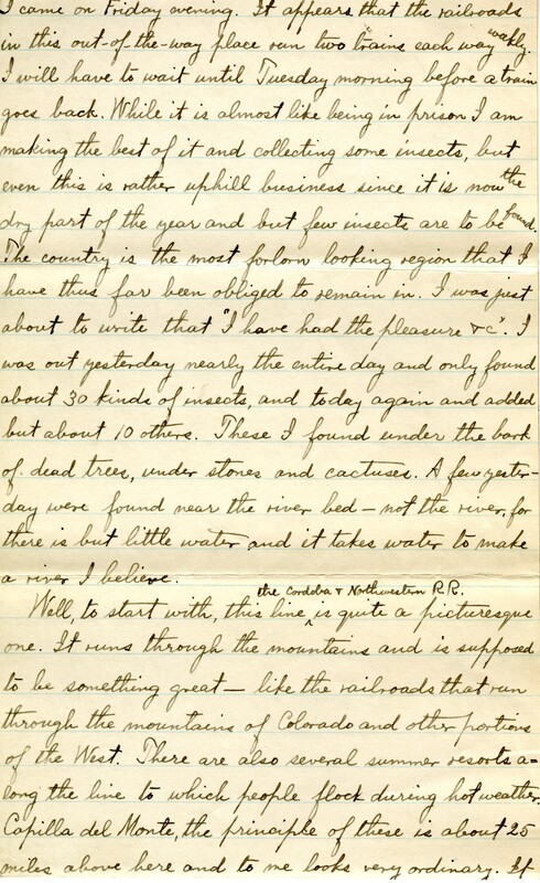 Handwritten 10 page letter from Lawrence Bruner to Marcia Bruner, "Since I am way off here 'measly 100 miles from nowhere'..."