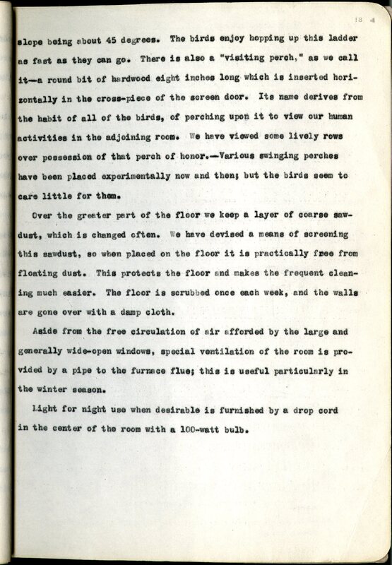 Frank H. Shoemaker typescript, 23 pages, on the bird-room in Omaha home