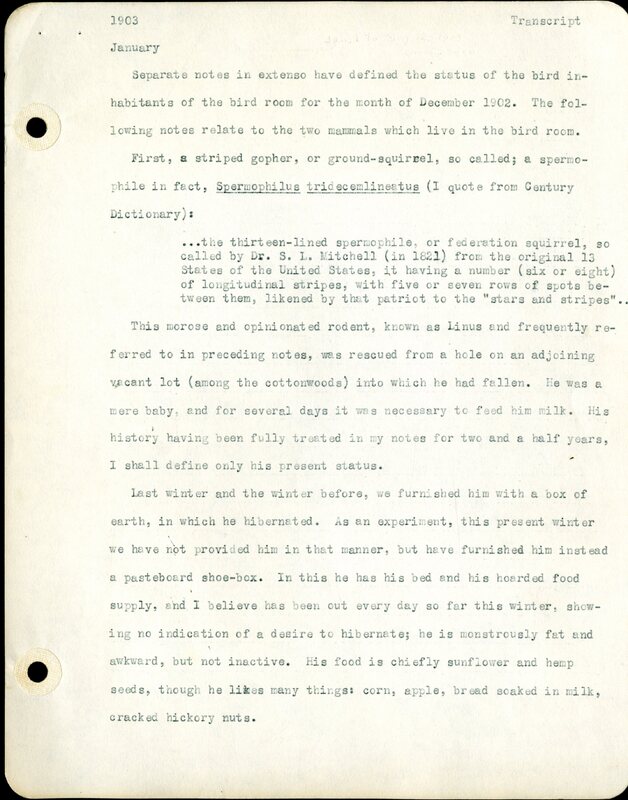 Frank H. Shoemaker typescript, 32 pages, detailing bird sightings, field trips, photography, and associated activities in Omaha, Nebraska.