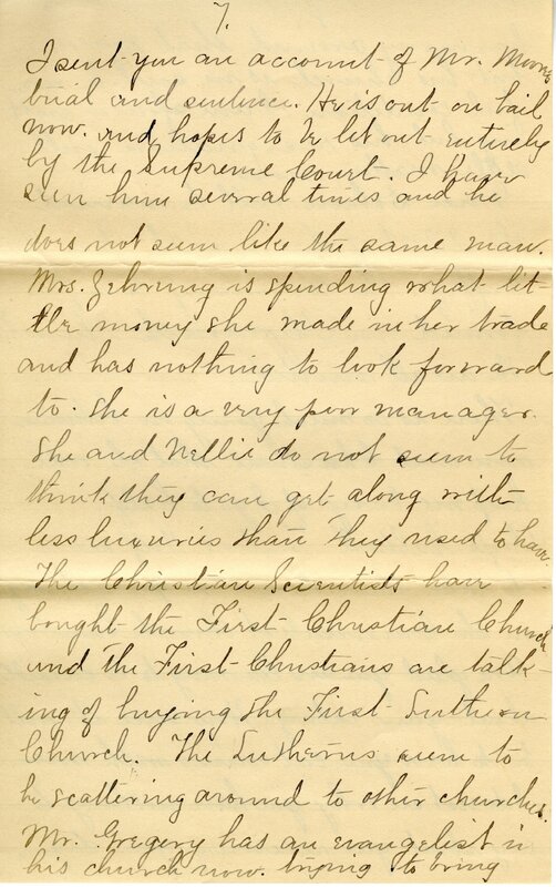 Handwritten 9 page letter from Marcia Bruner to Lawrence Bruner, "An unusual thing received last week…"