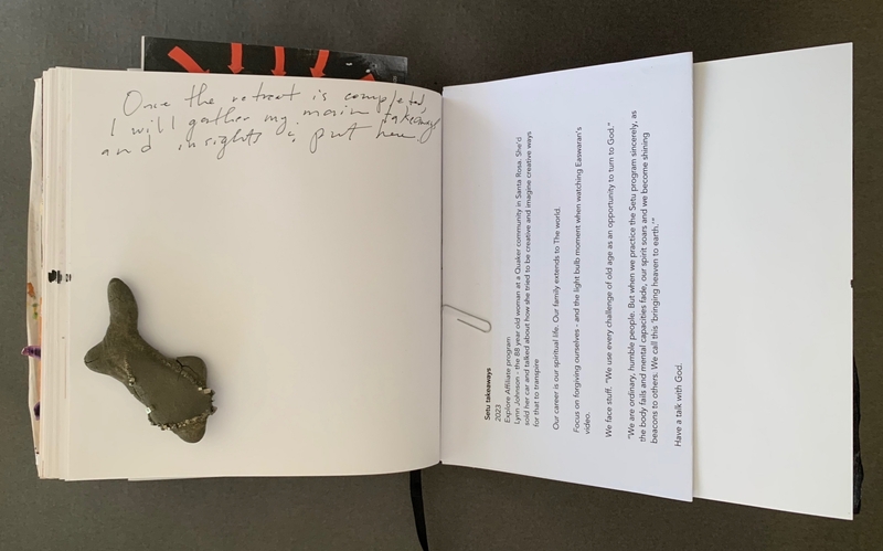 A journal page with handwritten text and a small, abstract drawing.