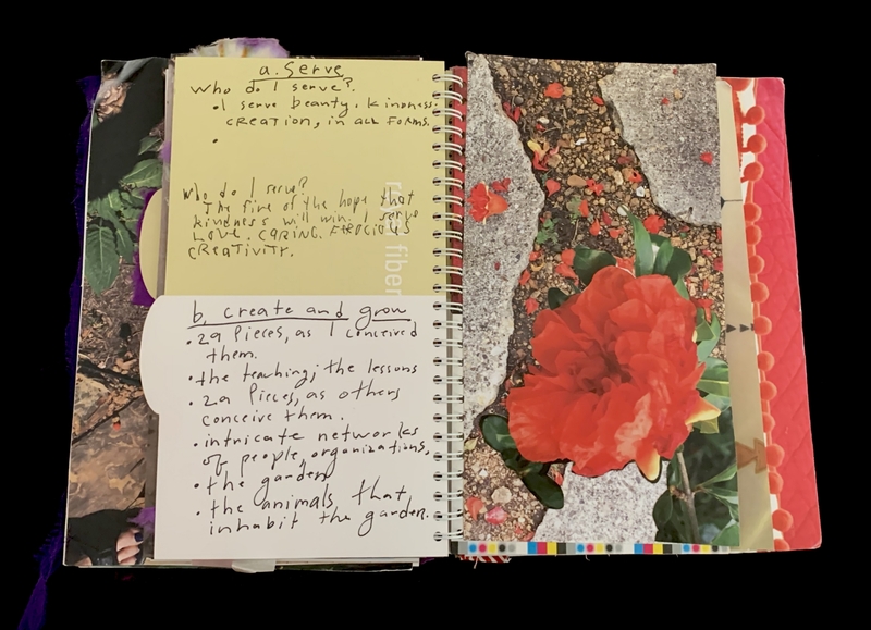 A scrapbook page featuring handwritten notes and a photograph of a red flower.