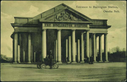 on Omaha Burlington Station before its renovation.  The  were moved to the University in 1930.