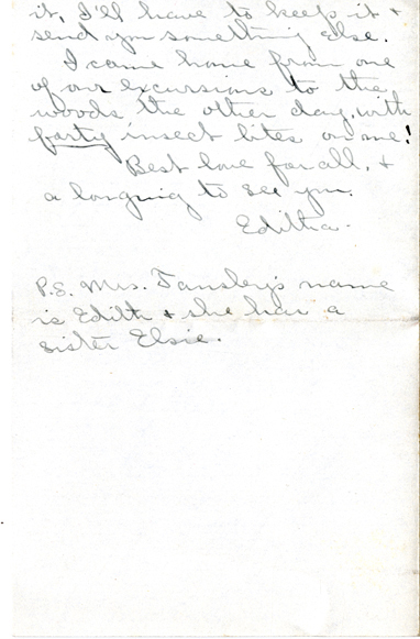 Edith Schwartz Clements handwritten letter