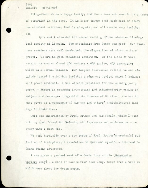 Frank H. Shoemaker typescript, 32 pages, detailing bird sightings, field trips, photography, and associated activities in Omaha, Nebraska.