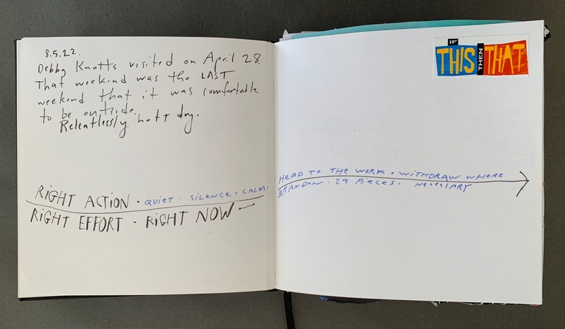 A journal page with handwritten notes and a sticker.