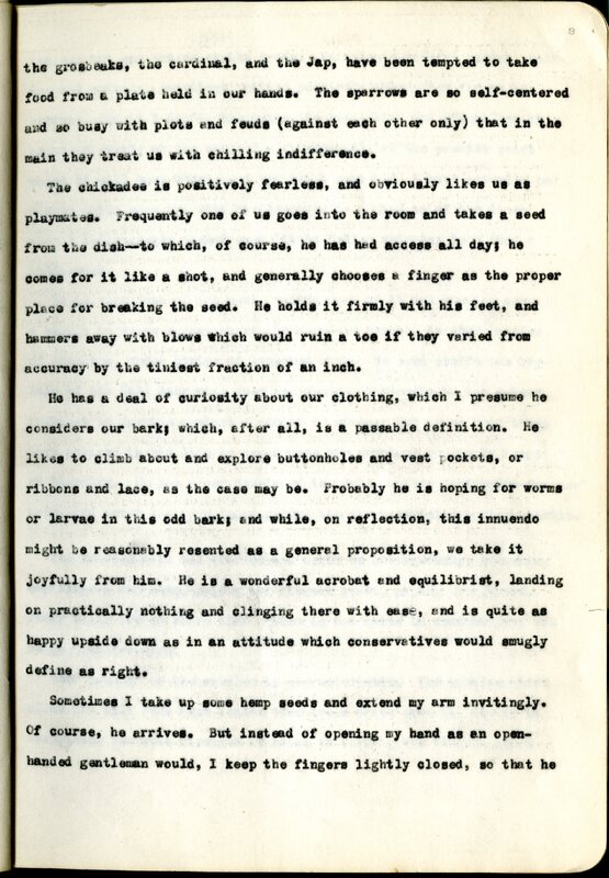 Frank H. Shoemaker typescript, 23 pages, on the bird-room in Omaha home