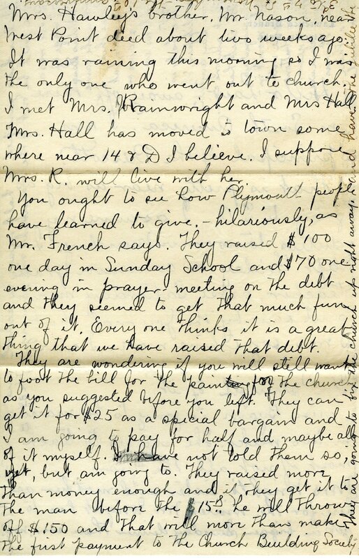 Handwritten 6 page letter from Marcia Bruner to Lawrence Bruner, "It is again Sunday and I thought I would write to you…"