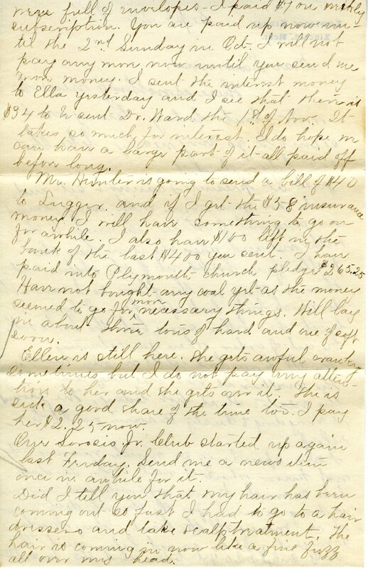 Handwritten 3 page letter from Marcia Bruner to Lawrence Bruner, "There is nothing new to write about today…"