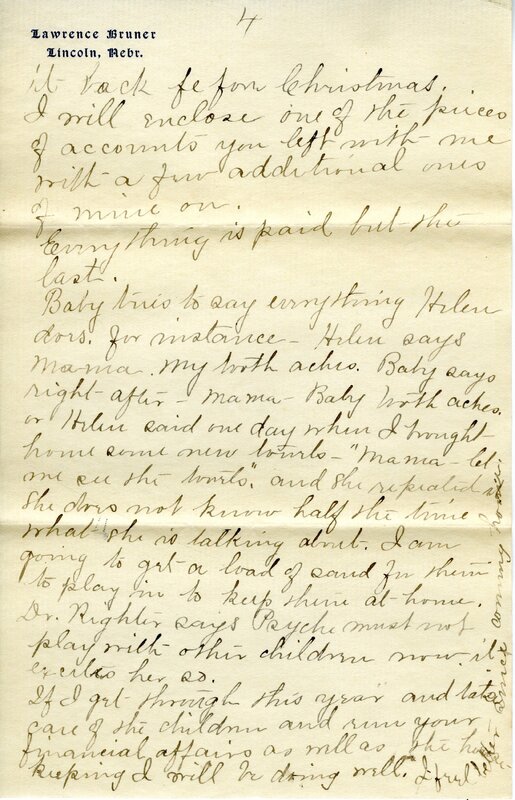 Handwritten 11 page letter from Marcia Bruner to Lawrence Bruner, "The letter you wrote June 27 got here…"