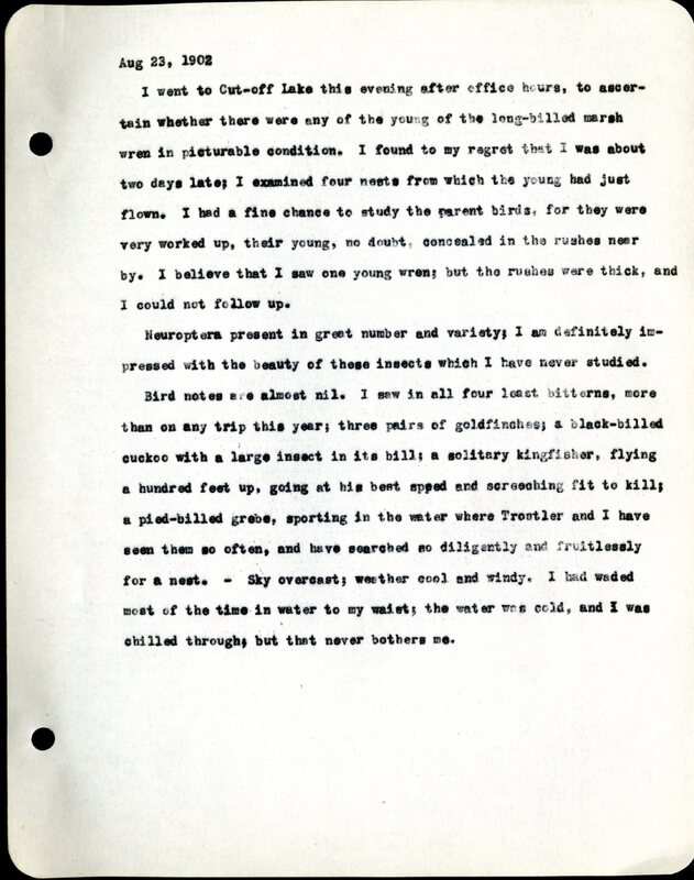 Frank H. Shoemaker typescript, 46 pages, detailing bird sightings, field trips, photography, and associated activities in Omaha, Nebraska.