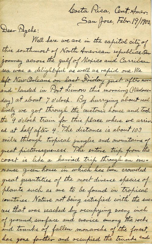 Handwritten 4 page letter from Lawrence Bruner to Psyche, "Well here we are in the capital city of this southmost…"