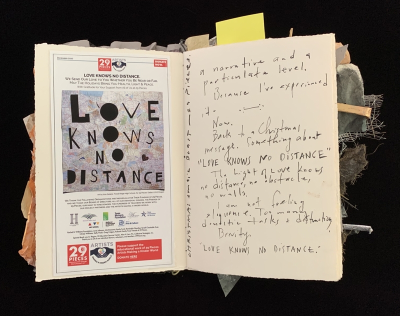 A page from a scrapbook or journal featuring a printed advertisement and handwritten notes.